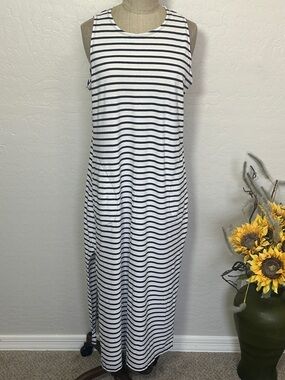sachin and babi light blue dress Land's End Swing Dress Womens 14 Sleeveless Black White Casual A-Line Tank main image 0